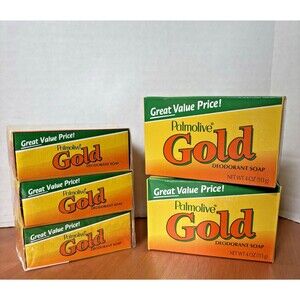 Palmolive (5 Bar Lot)-  (2) Gold Deodorant Soap Bars 4oz. & (3) Bars 3.2 oz.